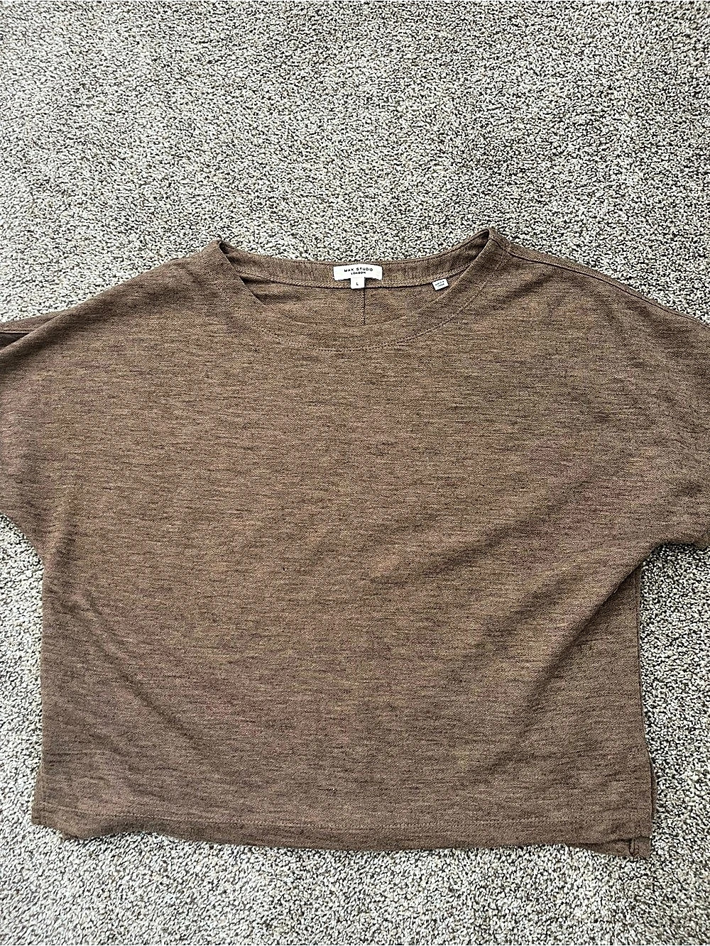 Max Studio Short Sleeve Top in Brown Size Large